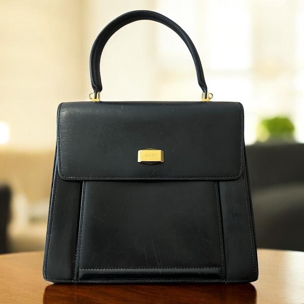 Vintage 🇨🇭Bally Chic Black Satchel Crossbody Bag Classic Elegant Removable Belt